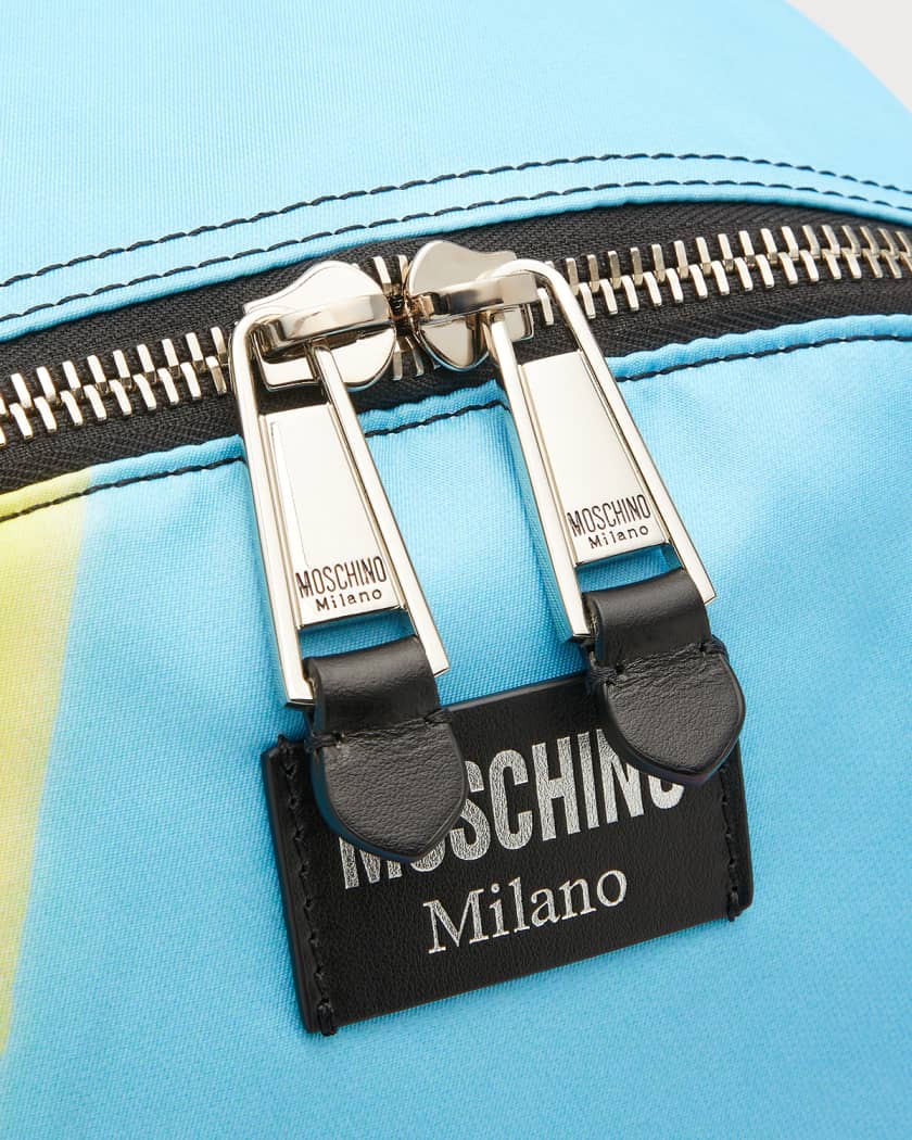 All-Over Logo Multi-Pocket Backpack Unisex Black Moschino