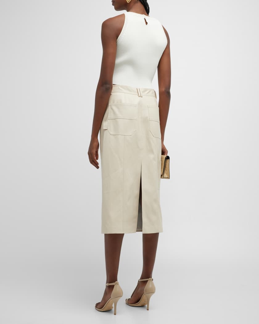 Leather midi skirt warehouse online