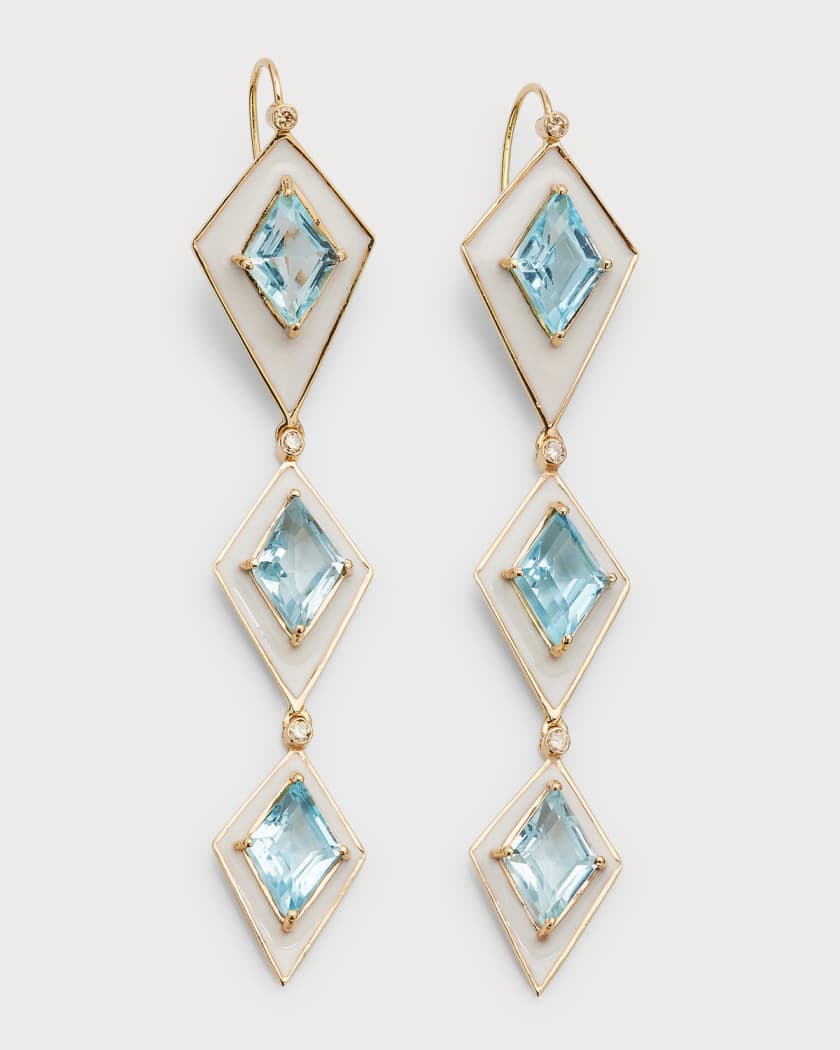 Siena Jewelry 14K Yellow Gold 3 Tier Topaz Kite Earrings Neiman