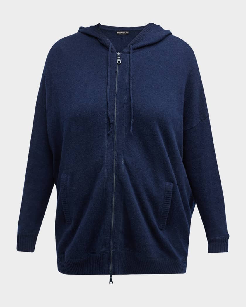 Plus Size Cashmere Zip Front Hoodie