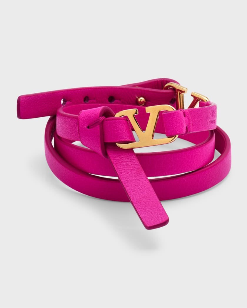 Valentino Garavani V-Logo Signature Leather Bracelet