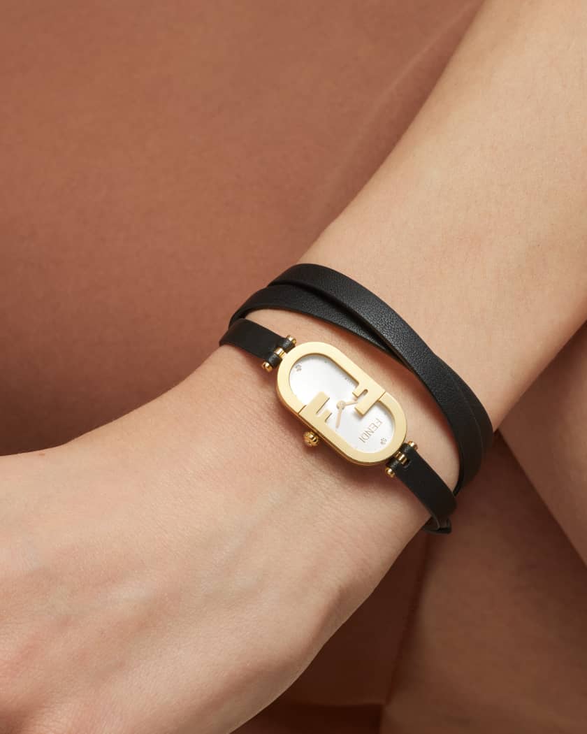 アナログ腕時計 Fendi White Leather O Lock Vertical Watch 4187b880c69c936fe0d37b73c06fcf