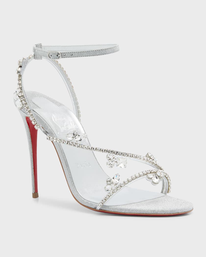 Christian Louboutin Joli Queen Leather Crystal Red Sandals | Marcus