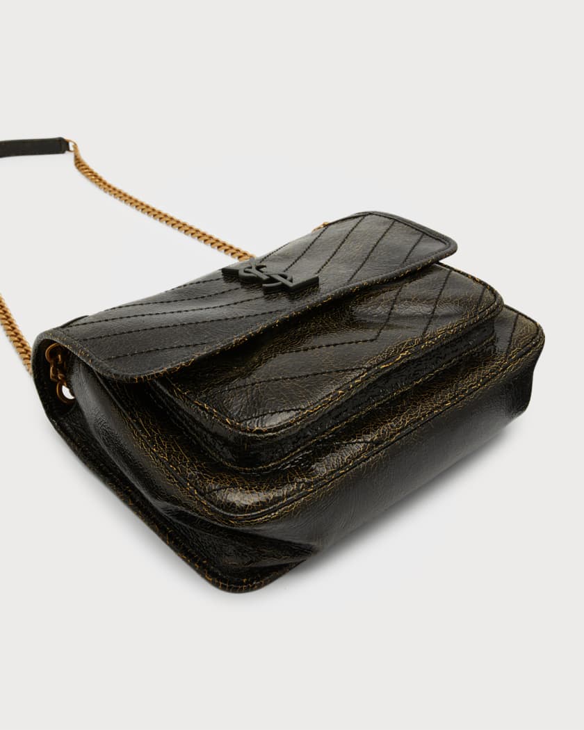 medium niki in crocodile-embossed leather