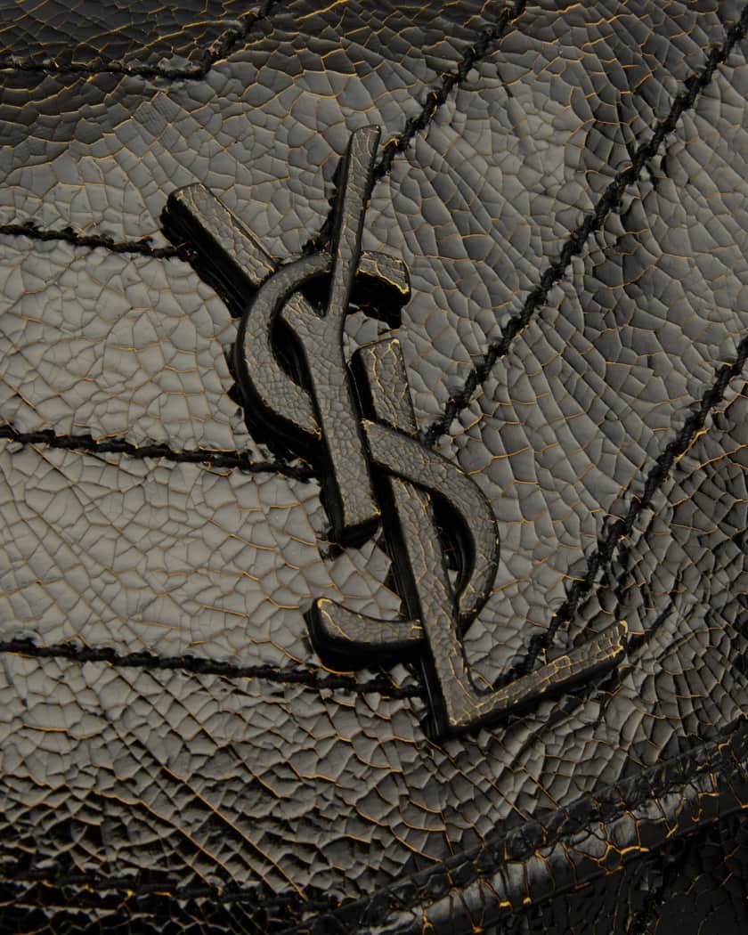 Saint Laurent Black Chevron YSL Niki Crossbody Chain Bag Leather