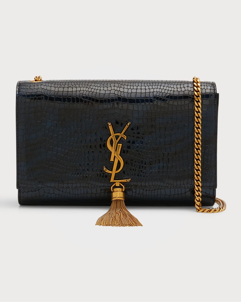 spurv Nemlig fortjener Saint Laurent Kate Medium YSL Croc-Embossed Crossbody Bag | Neiman Marcus