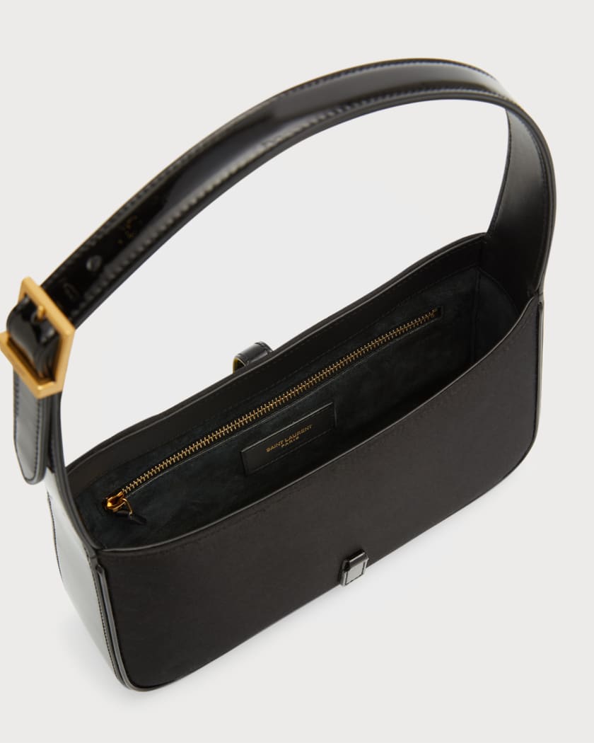 Saint Laurent Le 5A7 Ysl Patent Leather Shoulder Bag Nero