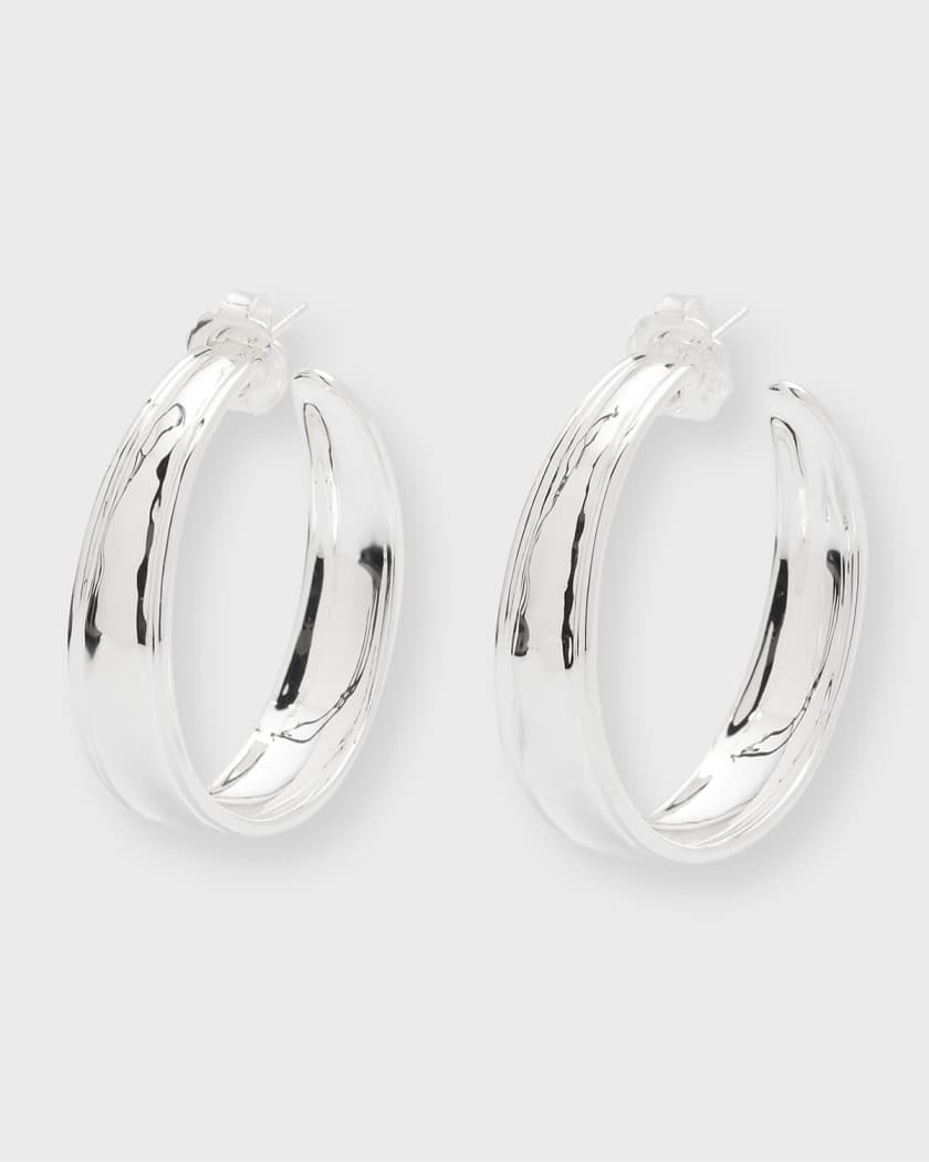 Ippolita Sterling Silver Classico Thick Hammered Oval Hoop Earrings