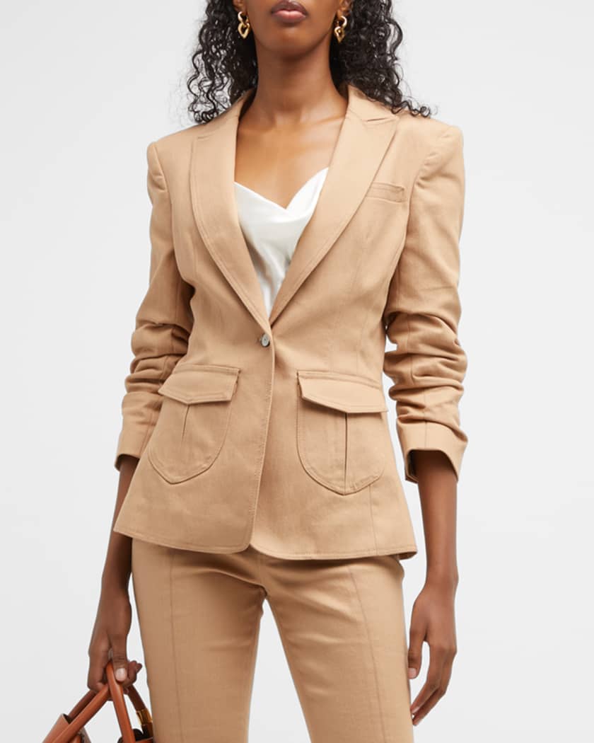 Pieces Boss Three Quarter Blazer in Beige