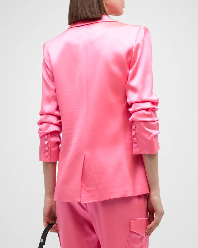 Cinq a Sept Kylie Scrunched Sleeve Satin Blazer Neiman Marcus