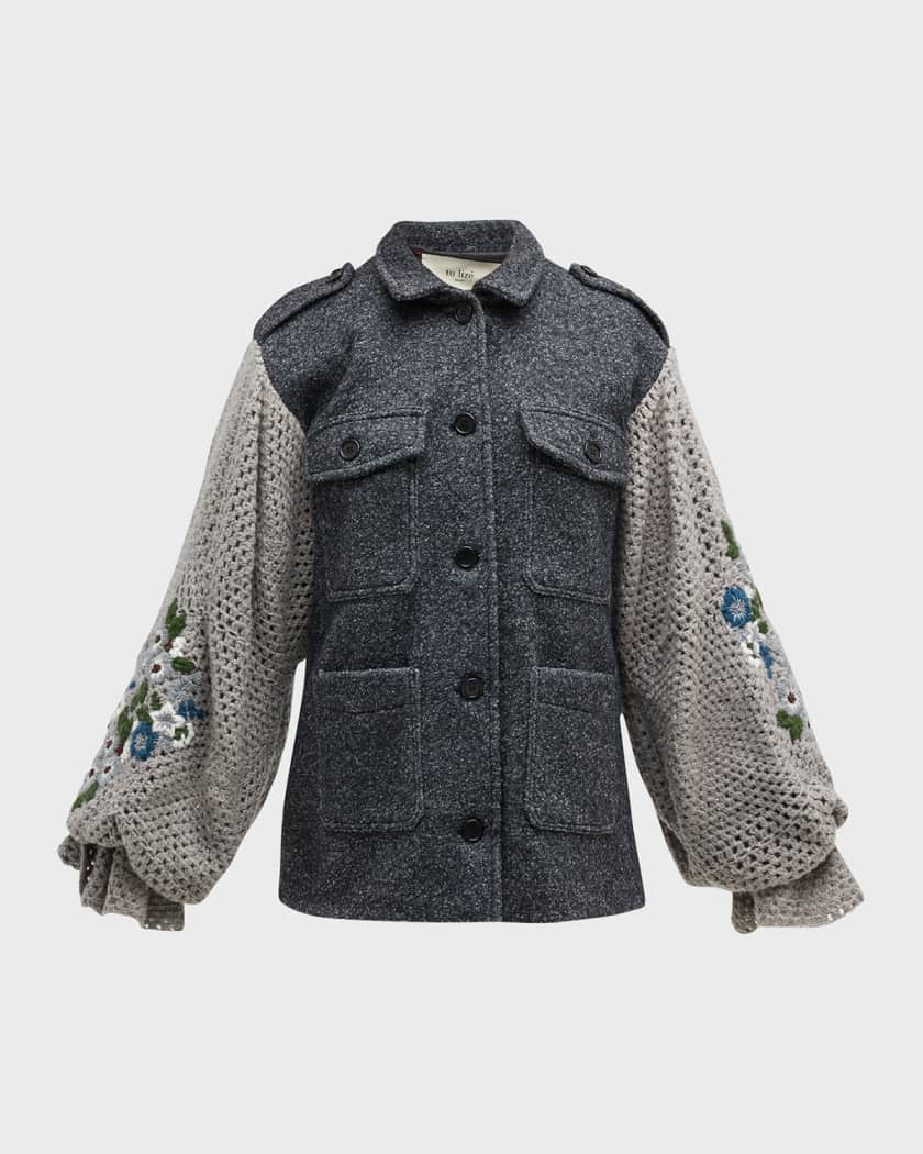 Embroidered Wool Utility Jacket