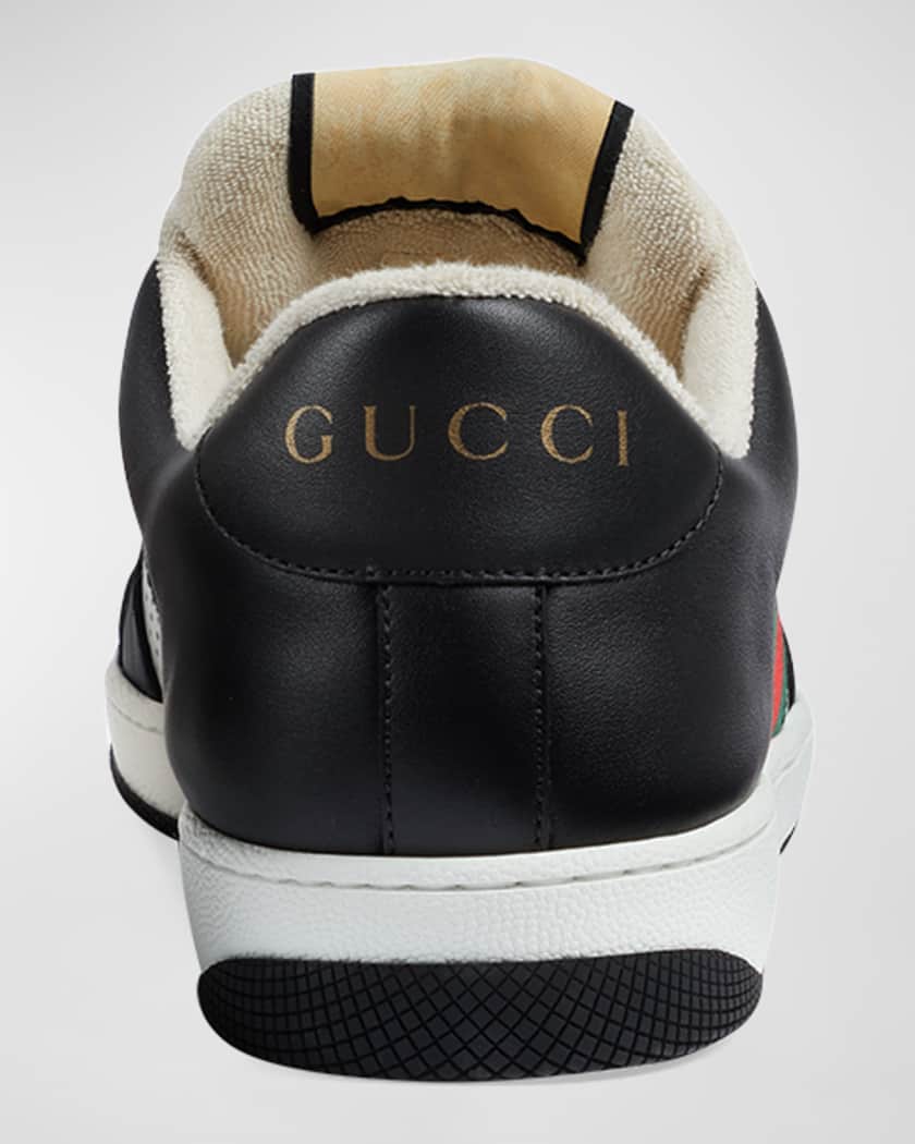 Gucci Men's Screener Web Leather Low-Top Sneakers | Neiman