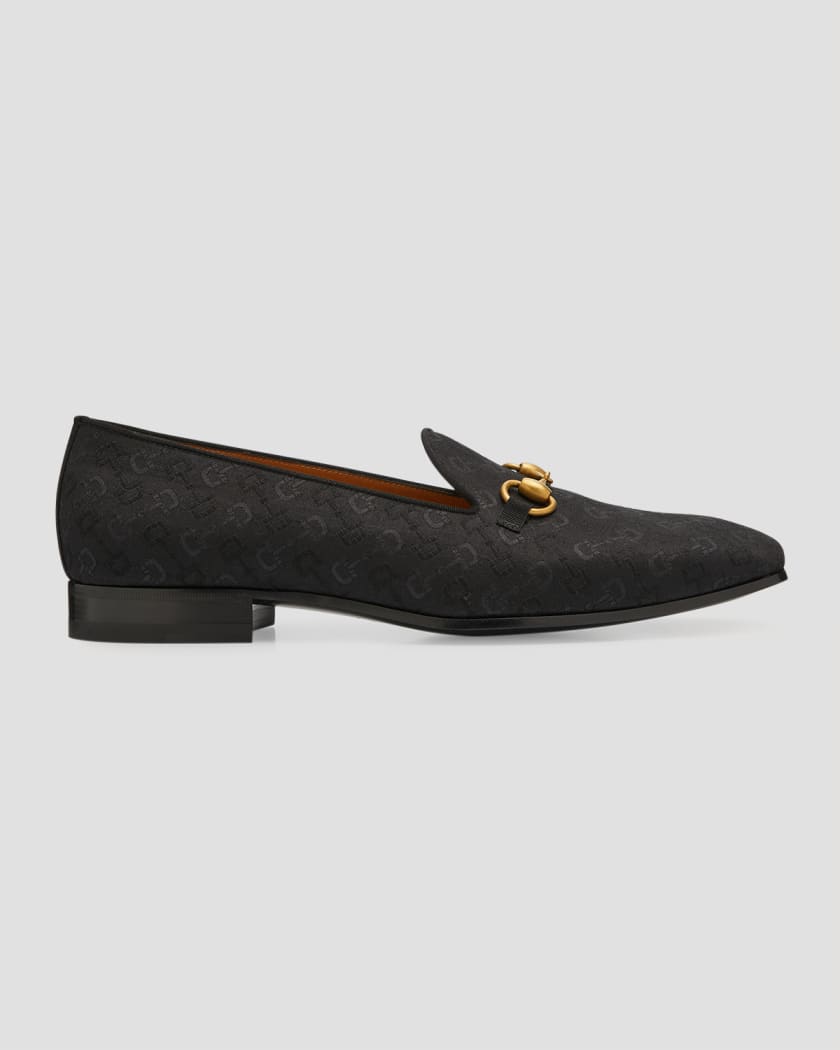 Gucci Men's Gallipoli Silk Jacquard Bit Loafers | Neiman Marcus