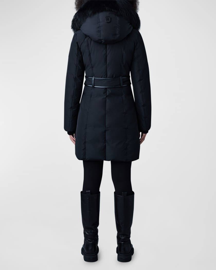 Kay Layered Parka Coat w/ Shearling Trim