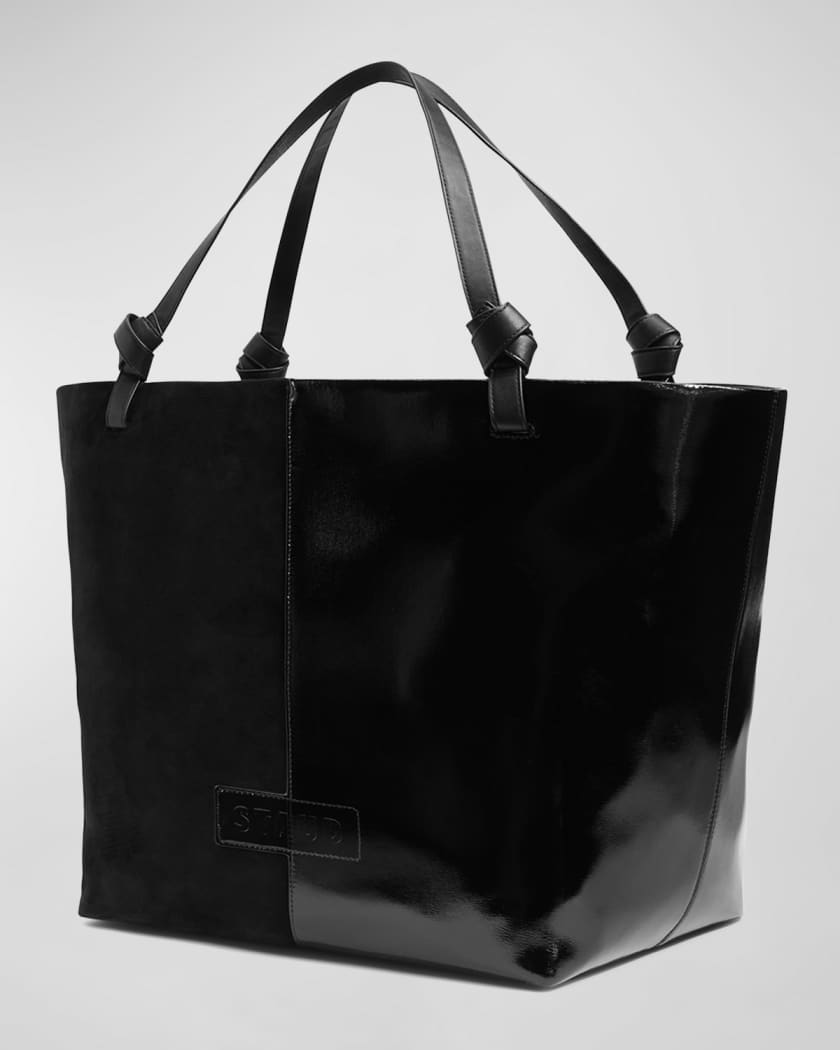 Staud Ida Suede And Leather Tote In Black
