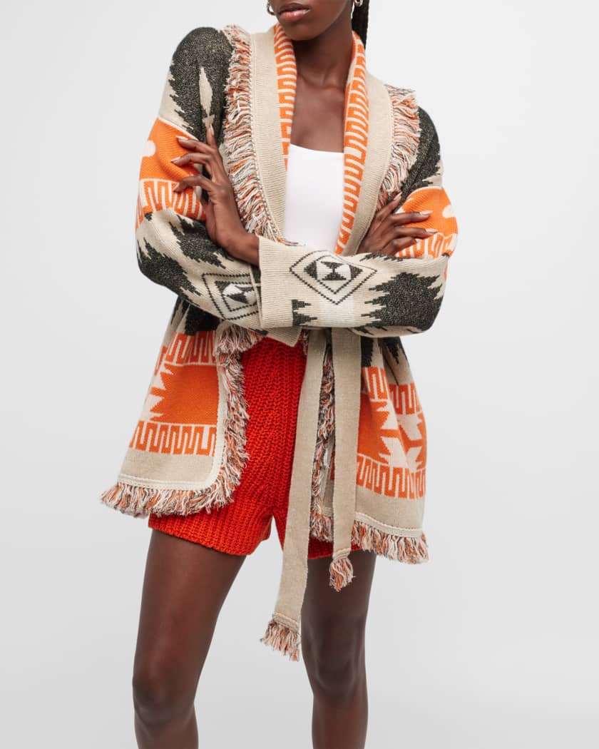 Alanui Bandana belted cardigan - Orange