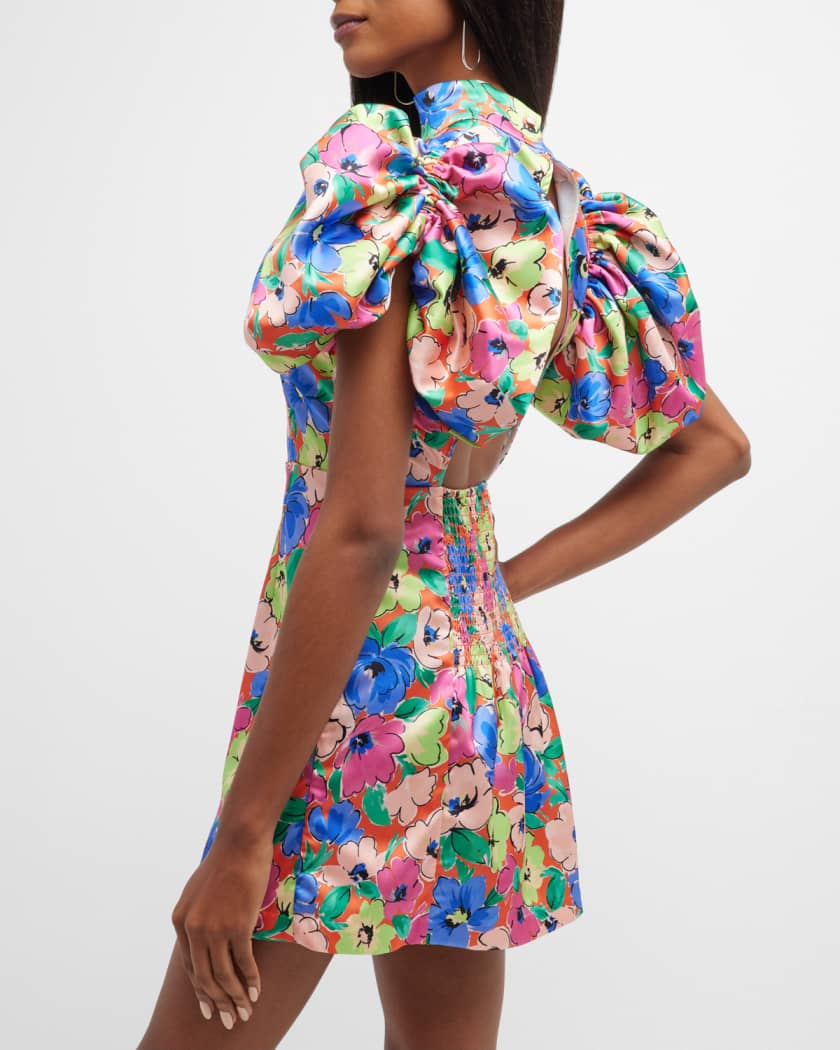 Floral Puff-Sleeve Mini Dress