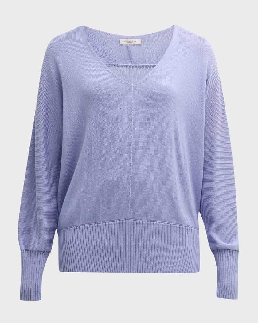 Lafayette 148 New York V-Neck Dolman-Sleeve Sweater