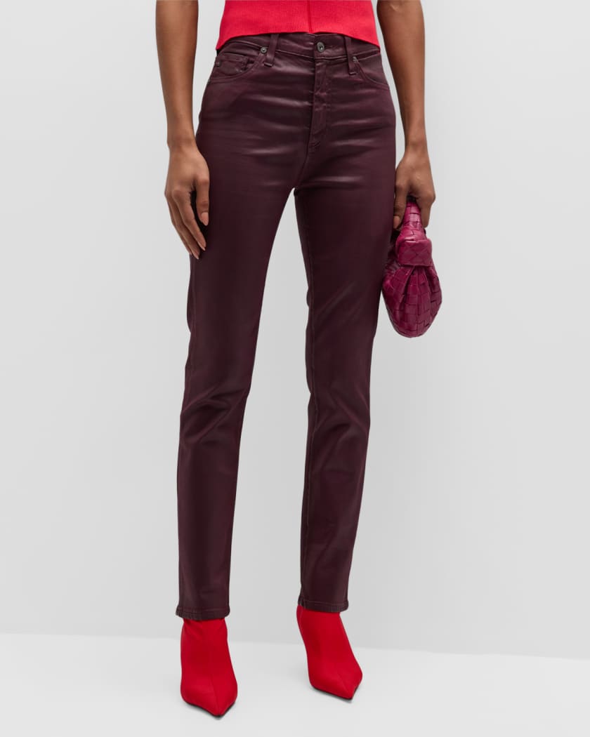 Mari Slim Straight Coated Jeans