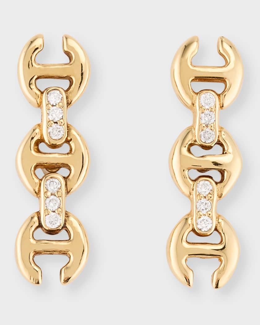 Hoorsenbuhs 18K Yellow Gold 3mm Toggle Stud Earrings with Diamond Bridges