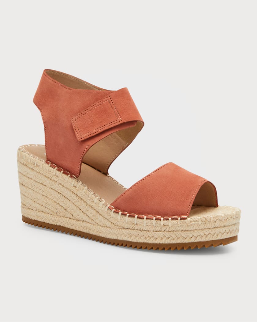 Eileen Fisher Weslia Nubuck Wedge Espadrille Sandals Neiman Marcus