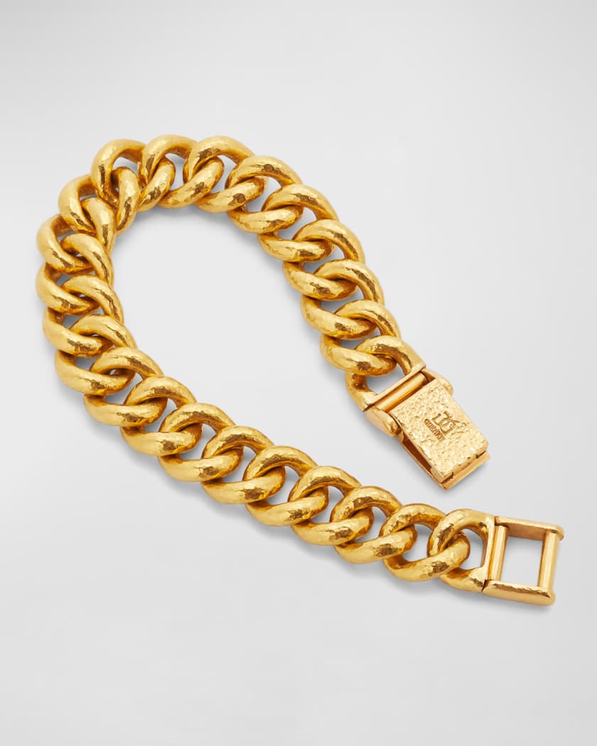 Gurhan Men's Hammered 24K Yellow Gold Cuban Chain Bracelet