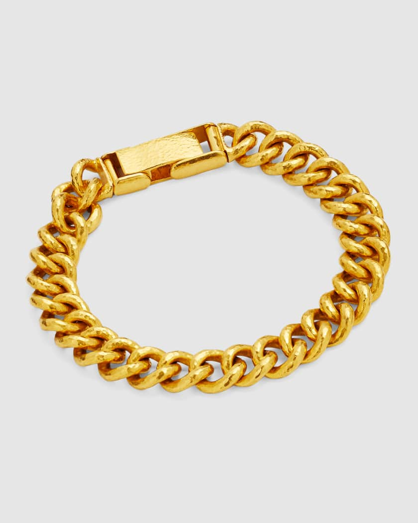 GURHAN Men's Hammered 24K Yellow Gold Cuban Chain Bracelet, Men's, 7.5in, Men's Jewelry Men's Bracelets