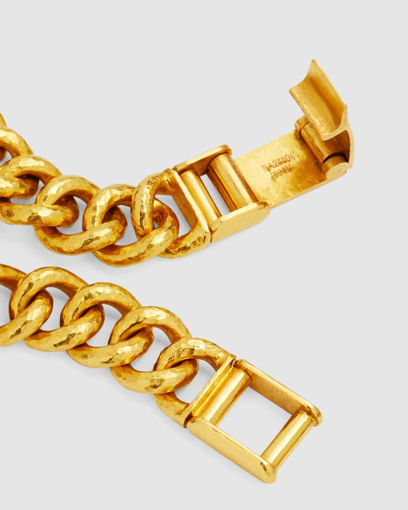 Gurhan Men's Hammered 24K Yellow Gold Cuban Chain Bracelet