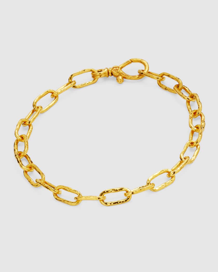 Gurhan Men's Hammered 24K Yellow Gold Cuban Chain Bracelet