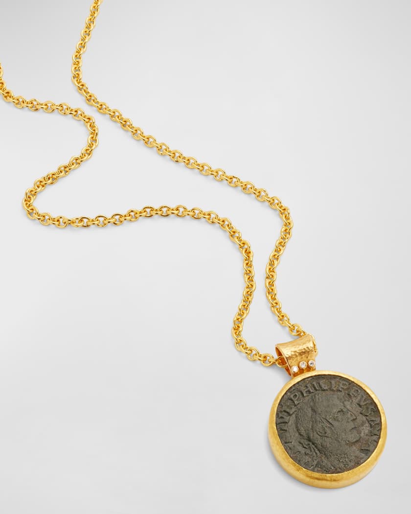 Mens gold deals coin pendant