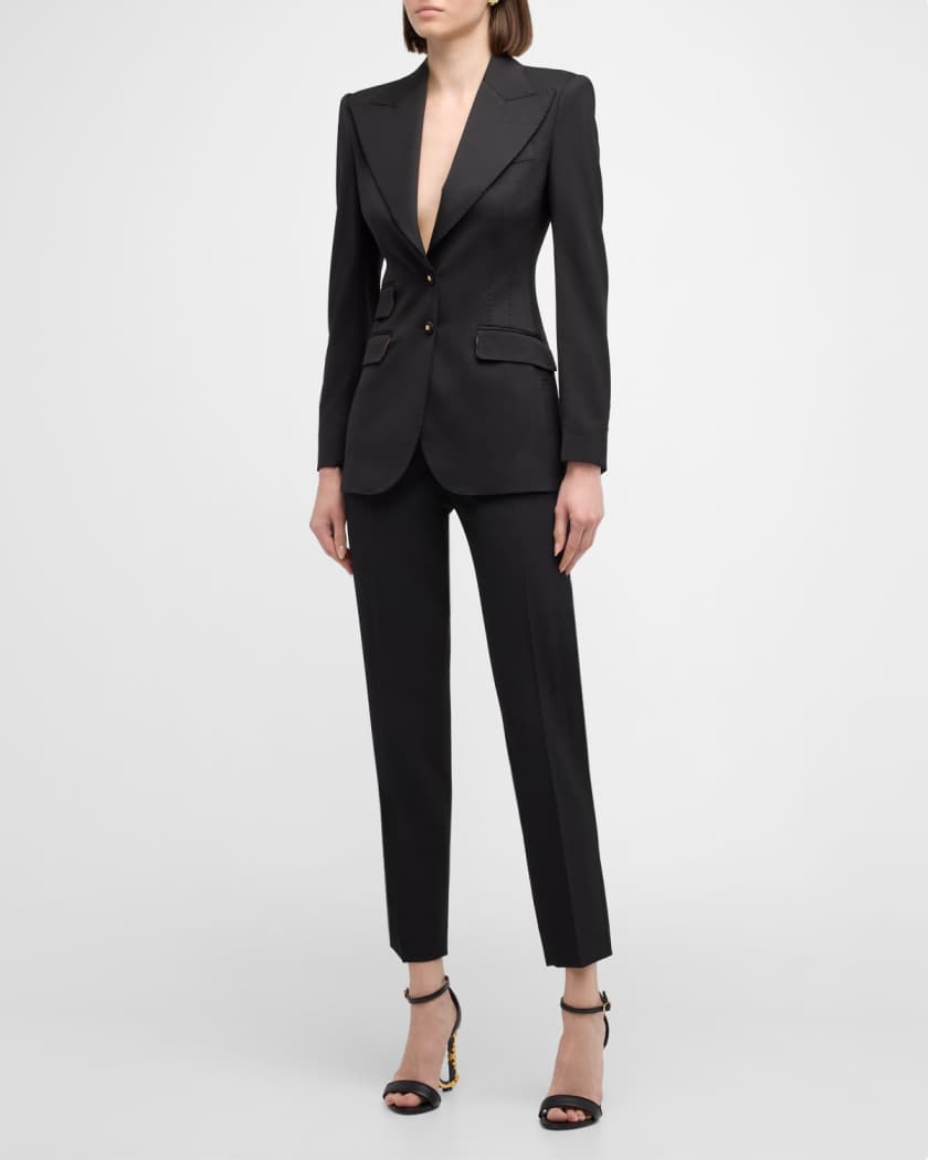 Dolce&Gabbana Wool Blazer Jacket w/ Button Detail | Neiman Marcus