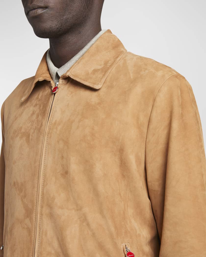 Kiton Men's Suede Full-Zip Bomber Jacket | Neiman Marcus