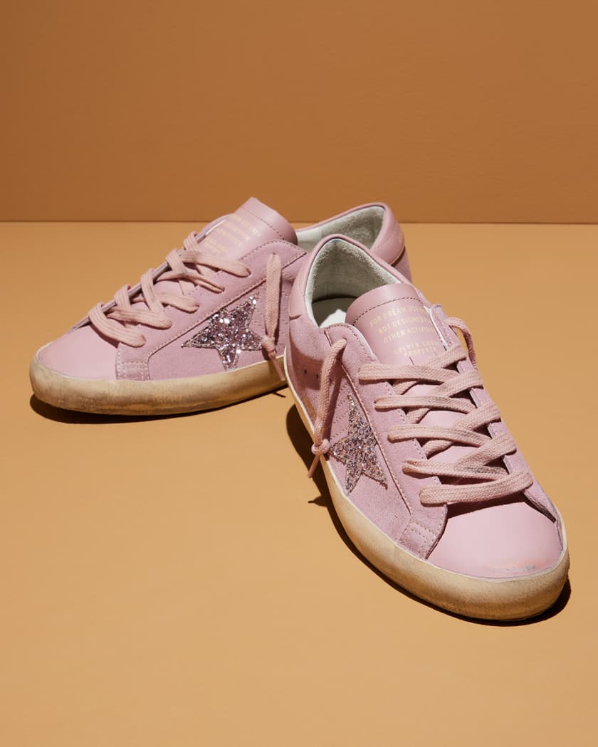 Golden Goose Superstar Suede Glitter Low-Top Sneakers | Neiman Marcus