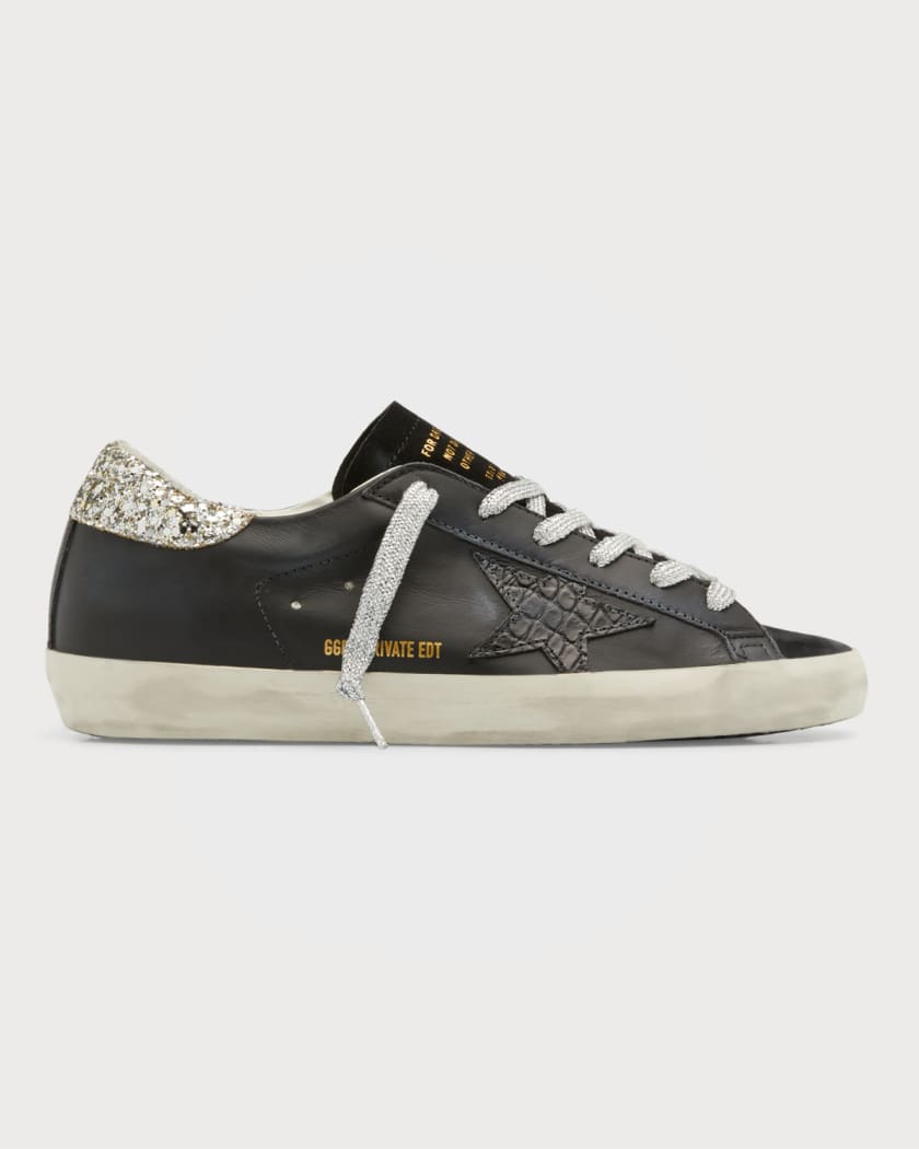 Golden goose superstar crocodile embossed sneakers clearance