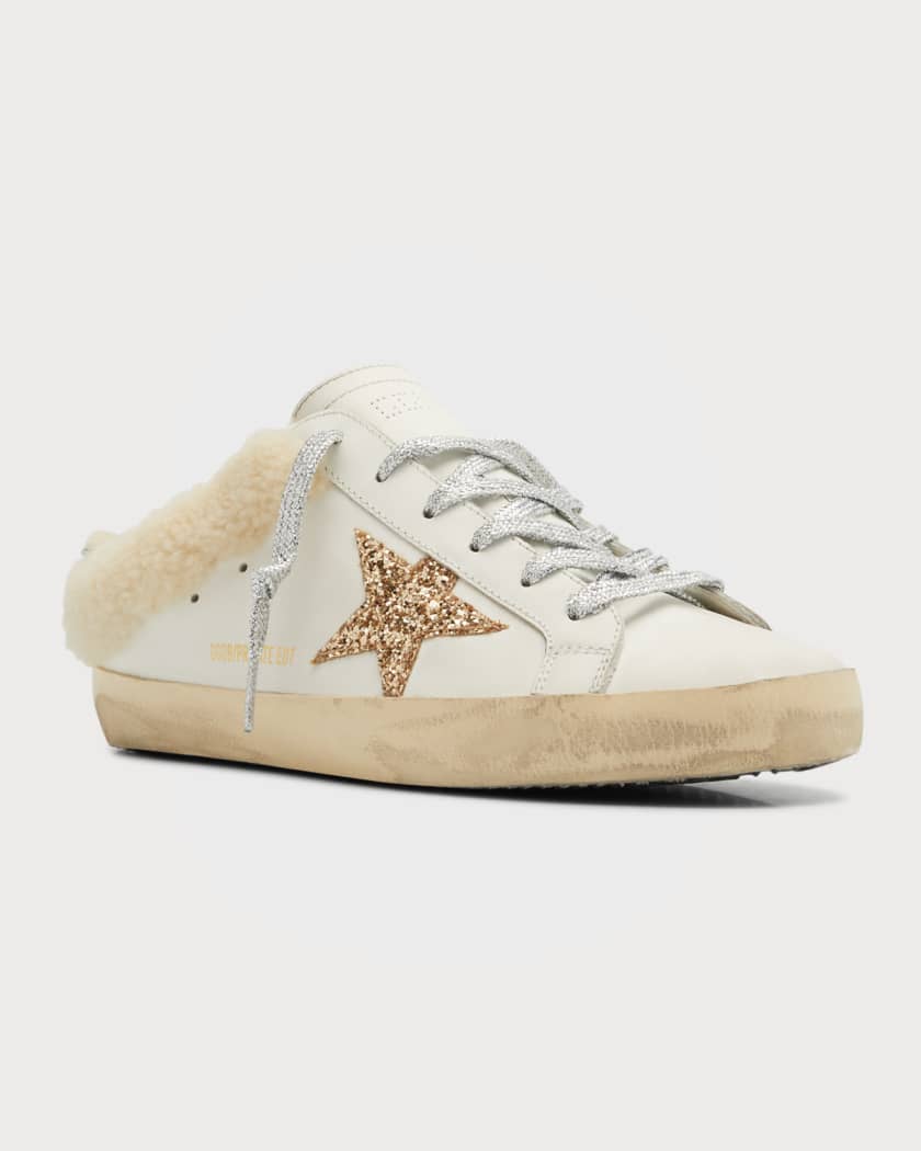 Yoghurt Grine fax Golden Goose Sabot Leather Glitter Star Slide Sneakers | Neiman Marcus