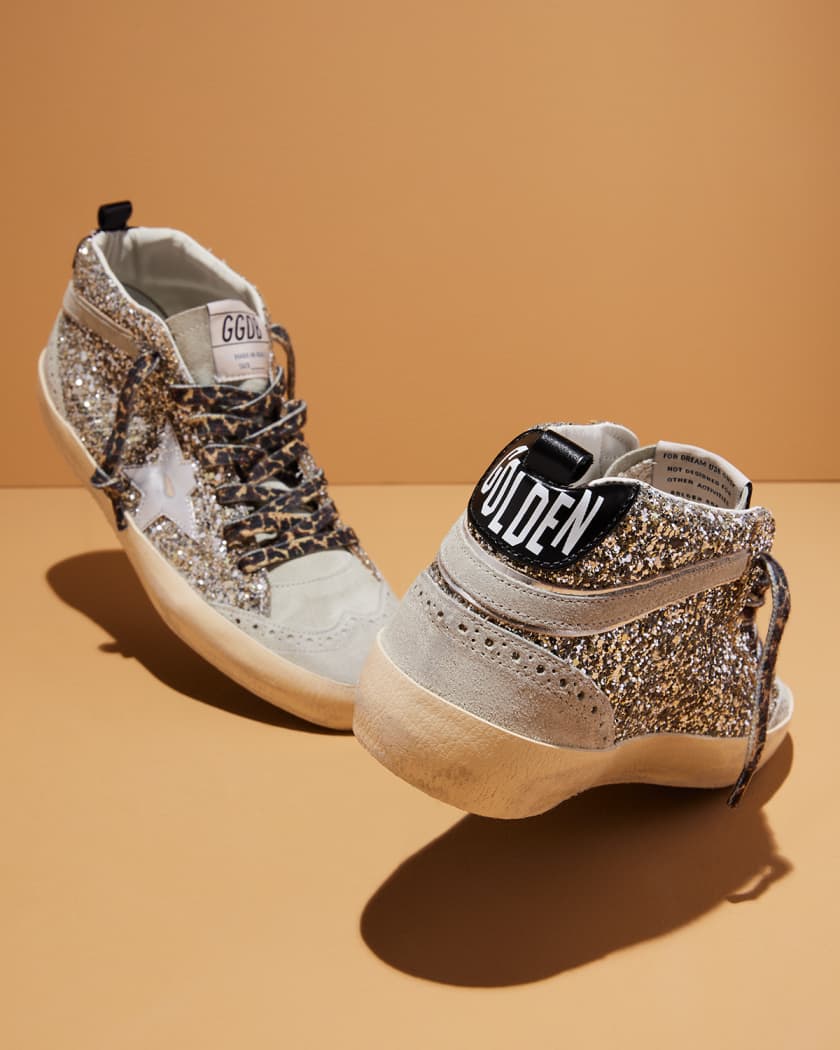 Golden Goose Mid Star Glitter Leo Wing Tip Sneakers Neiman Marcus