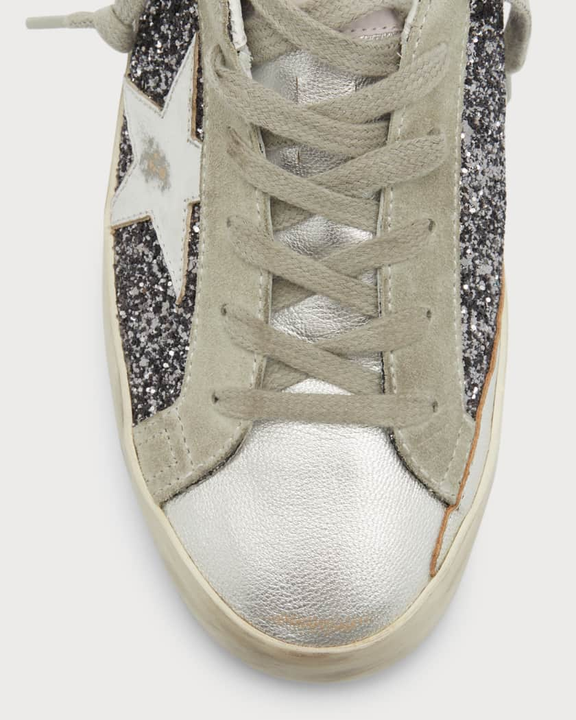 Golden Goose Superstar Bicolor Glitter Low-Top Sneakers