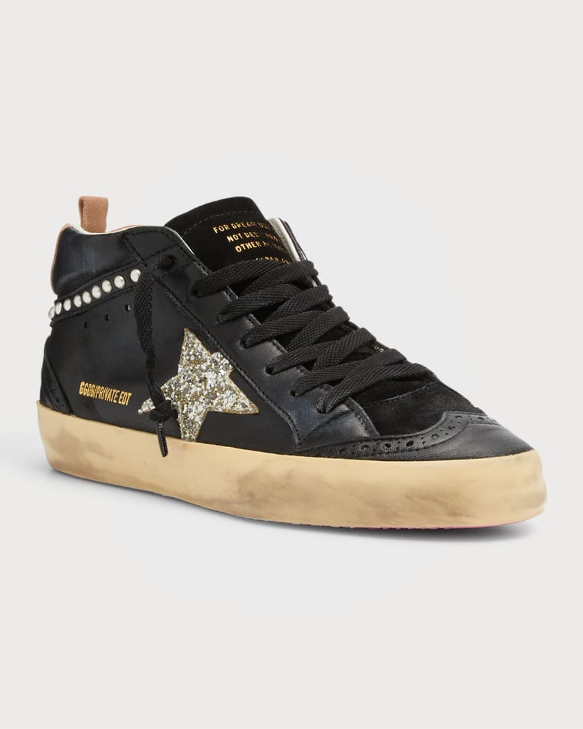 Golden goose best sale black studded sneakers
