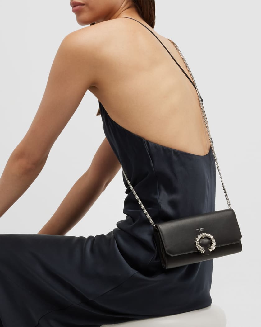 Jimmy Choo Buckle Lambskin Wallet with Chain Neiman Marcus