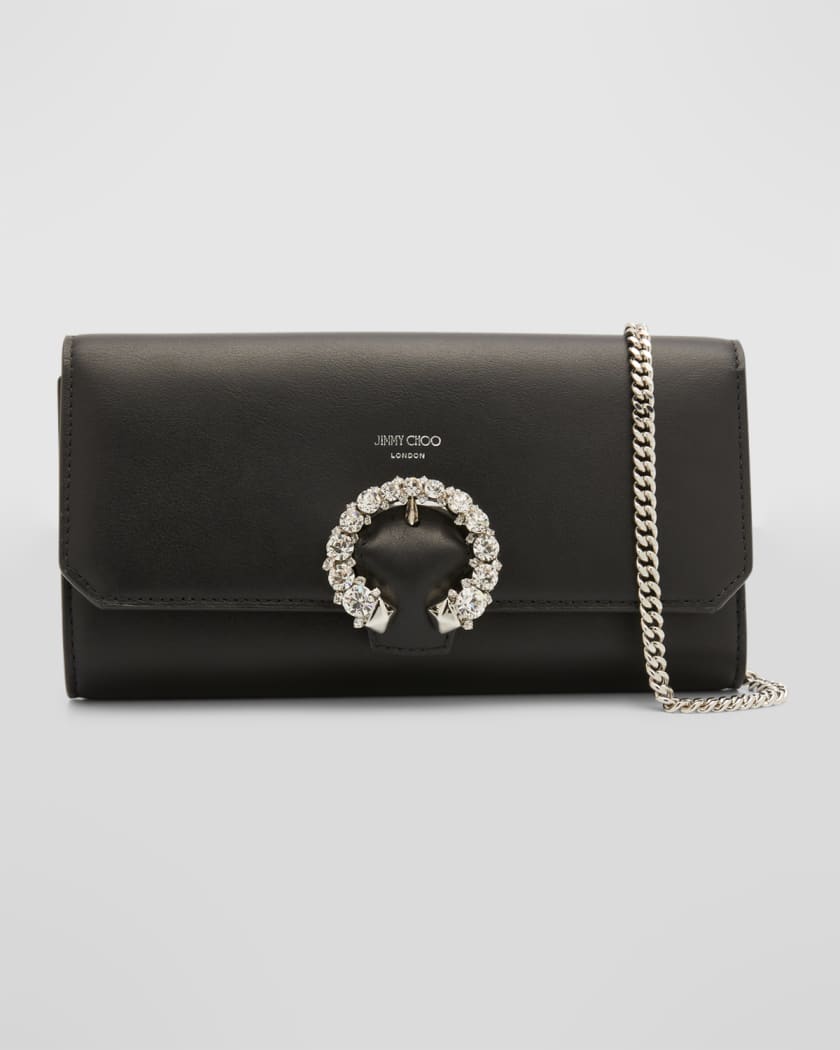 Quilted lambskin wallet with detachable chain strap best sale