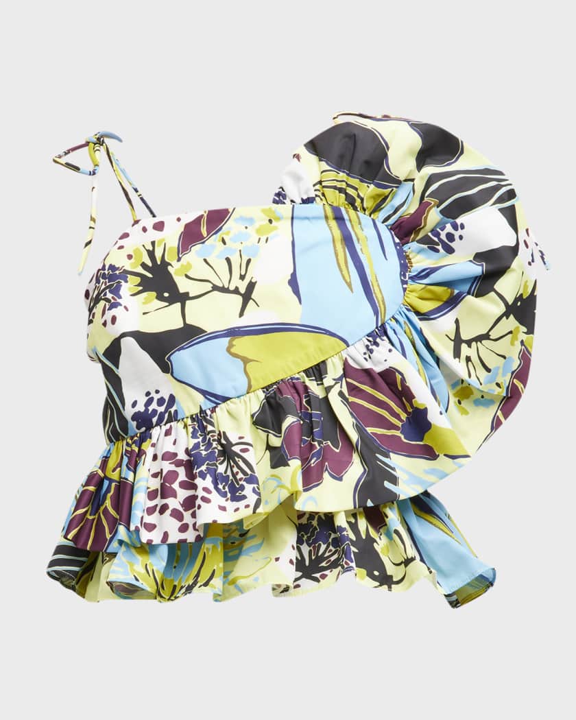 Claudette Tie Shoulder Ruffle Peplum Top