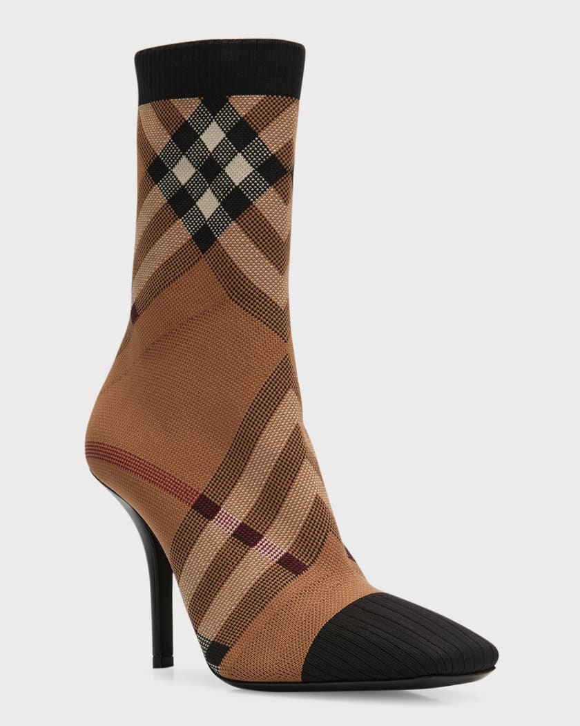 Burberry Dolman Check Stiletto Sock Booties Neiman Marcus