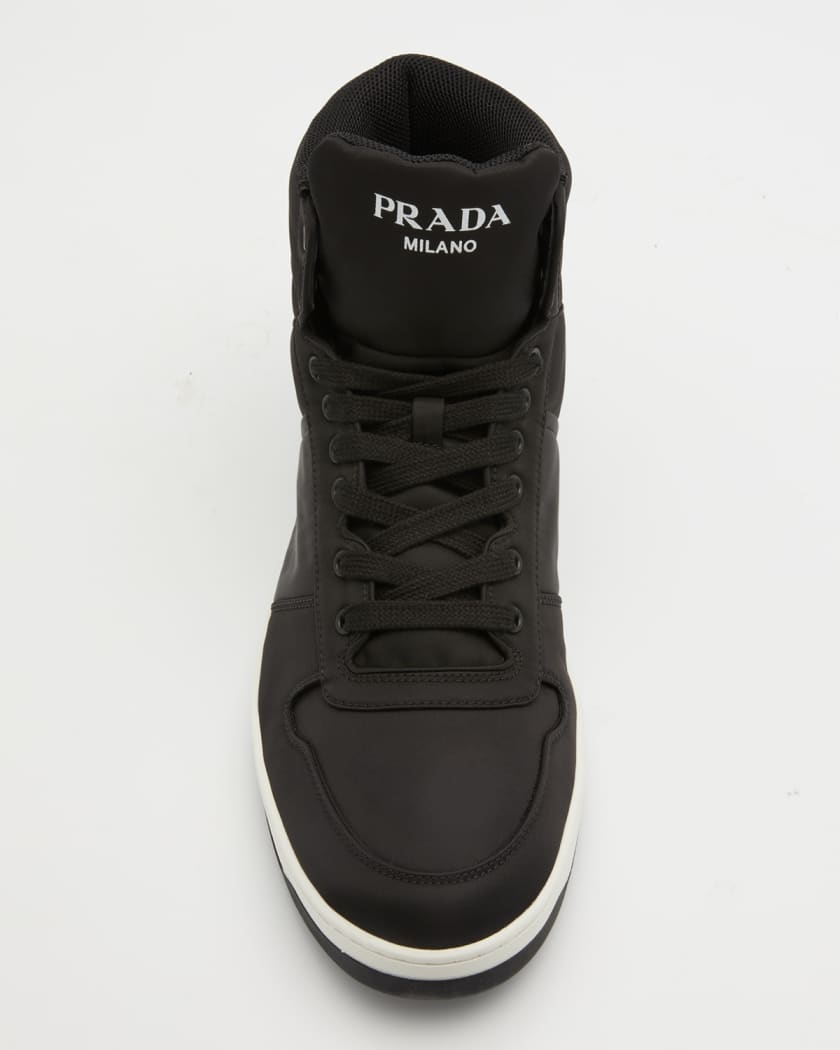 Men's luxury sneakers - Prada high top sneakers in gabardine and re-nylon