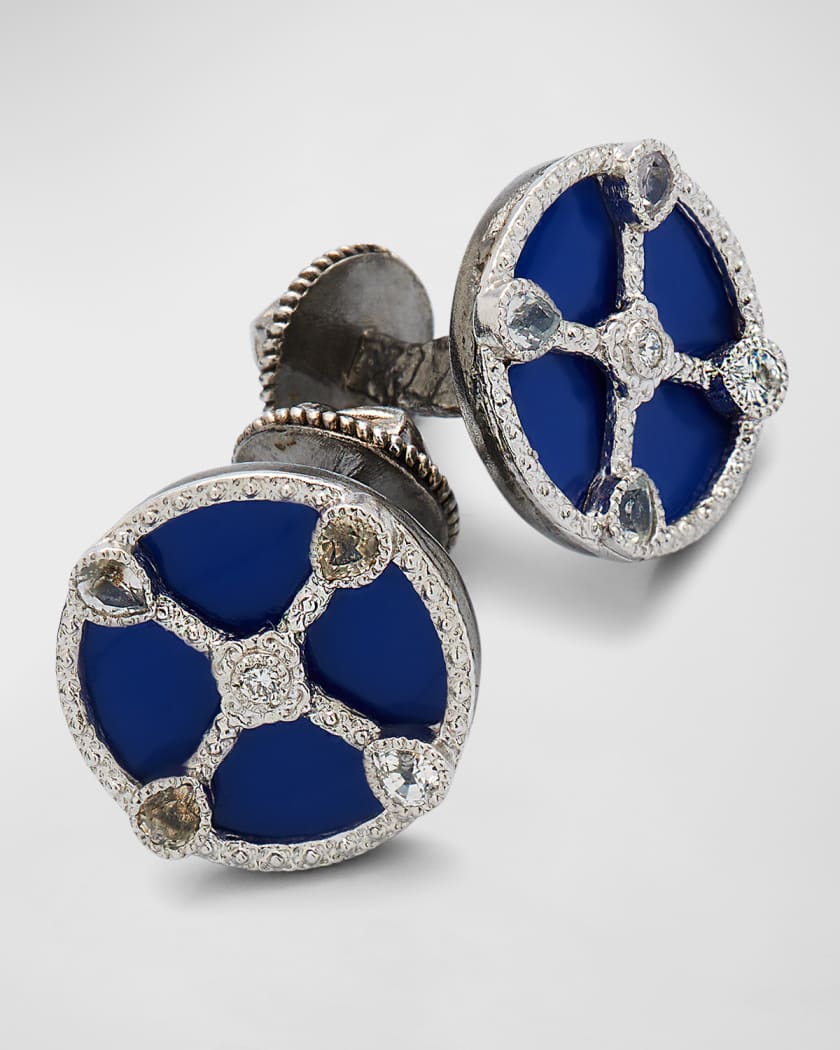 Blue enamel cufflinks deals
