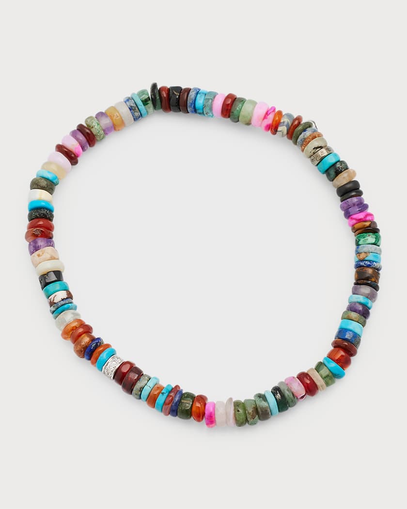 Sydney Evan Men s Diamond Rondelle Rainbow Heishi Beaded Bracelet
