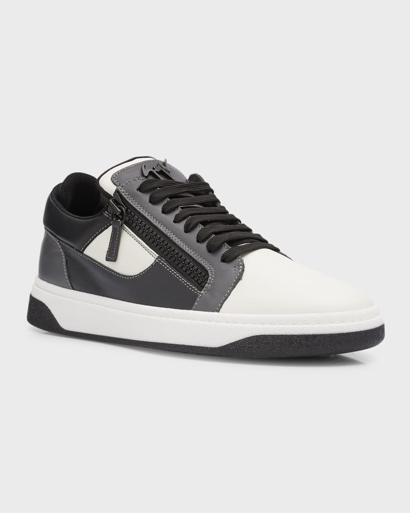 Men's Leather Low-Top Zip Sneakers