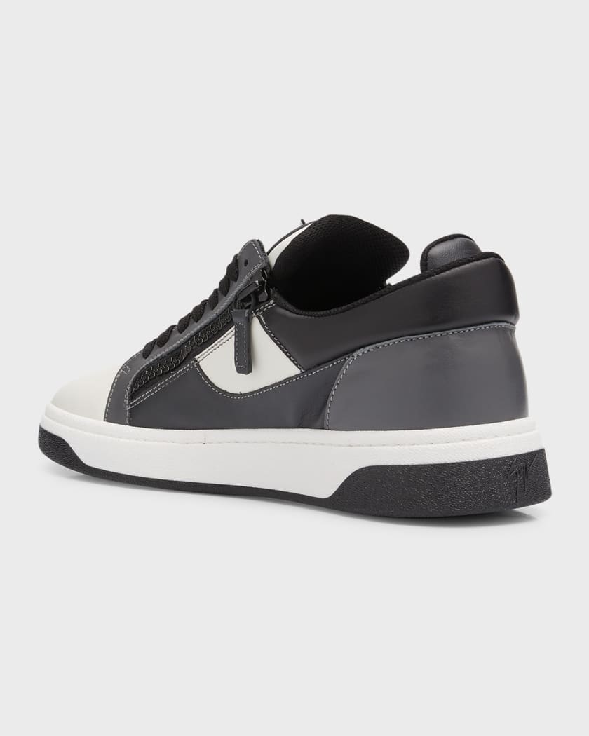 Men's Leather Low-Top Zip Sneakers