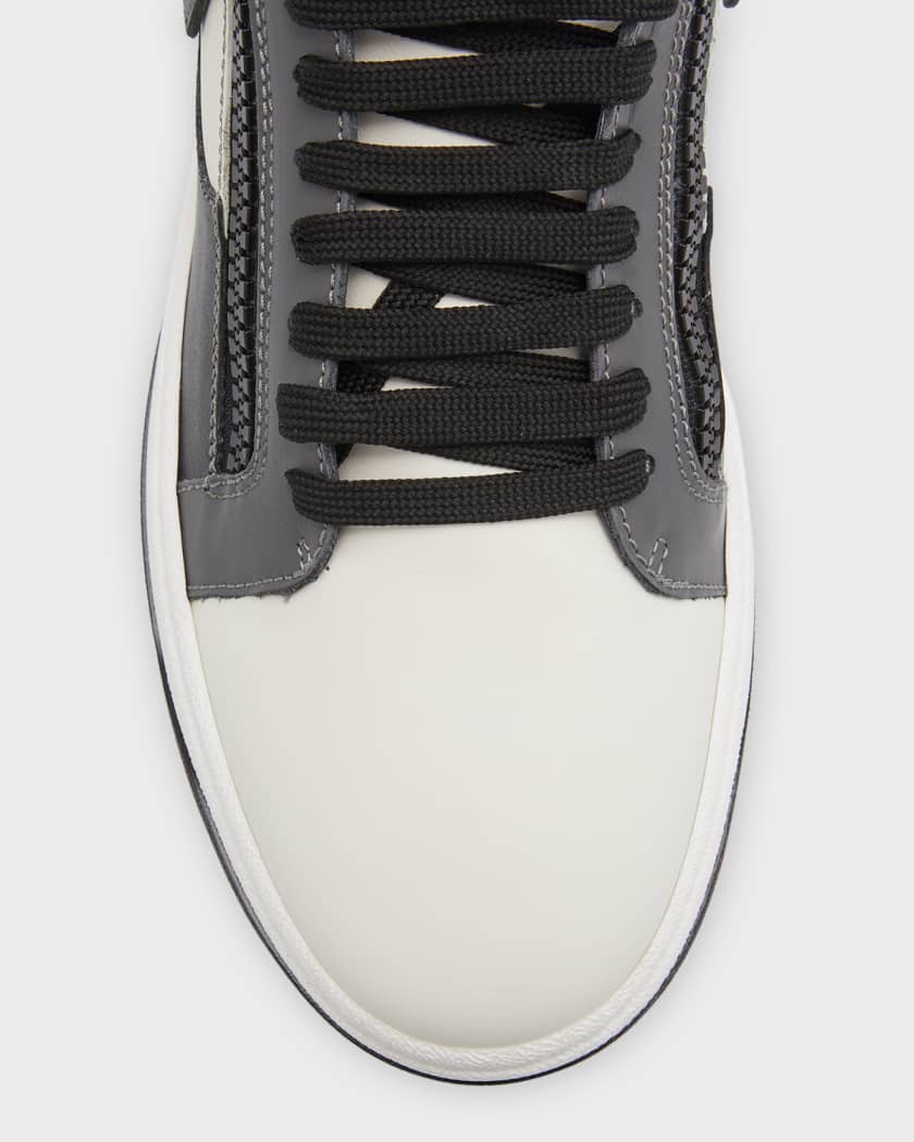 Men's Leather Low-Top Zip Sneakers