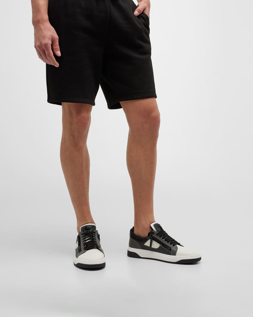 Men's Leather Low-Top Zip Sneakers