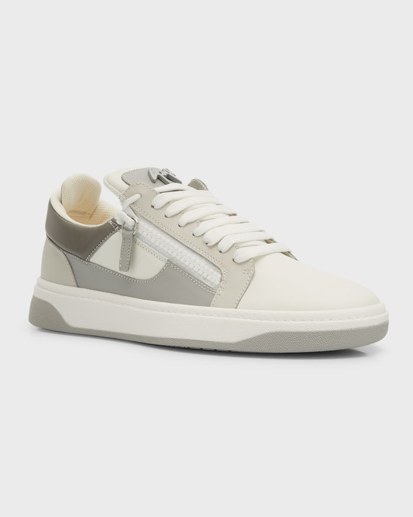 Men's Leather Low-Top Zip Sneakers